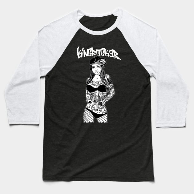 Vida Loca Tattooed Girl Baseball T-Shirt by Kingrocker Clothing